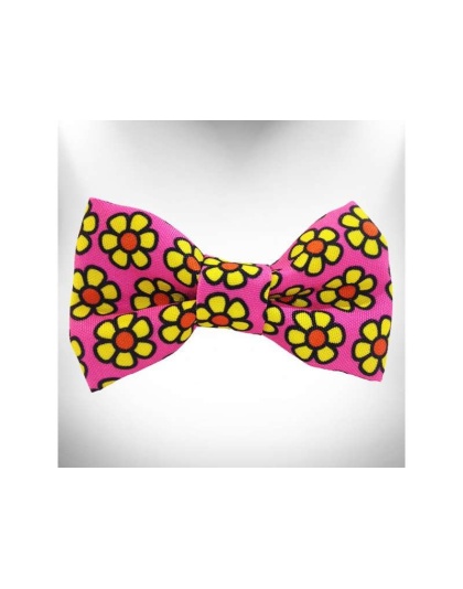 Yellow  - Daisies Doggie Bow Tie - Small 4"x 2"