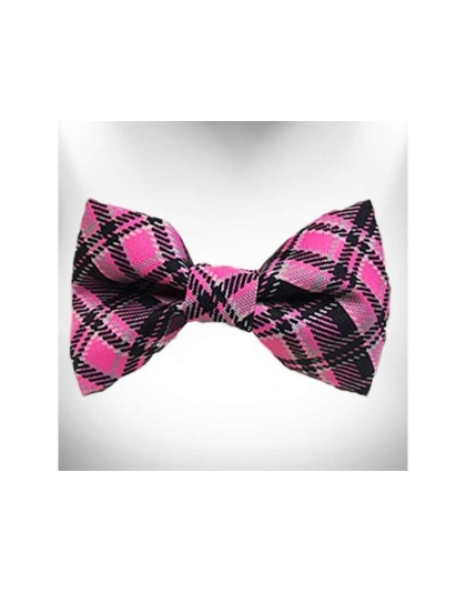 Hot Pink - Plaid Dog Bow Tie