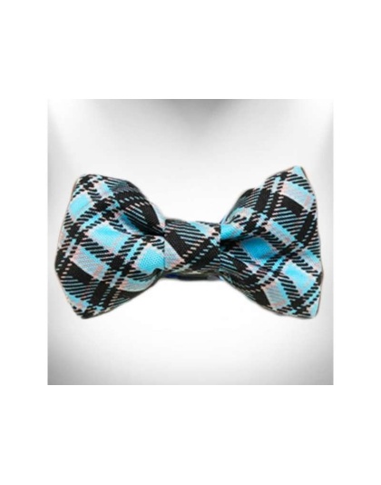 Steel Blue - Plaid Dog Bow Tie