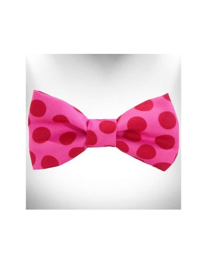 Pink - Polka Dot Dog - Monotone Bow Tie