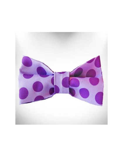 Purple - Polka Dot Dog - Monotone Bow Tie