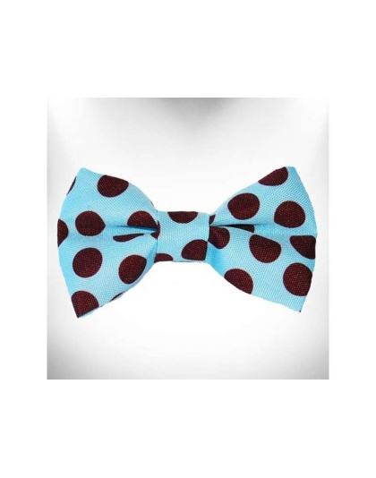 Brown Dot on Lt Blue - Polka Dot Dog Bow Tie