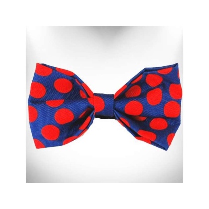 Red Dot on Blue - Polka Dot Dog Bow Tie