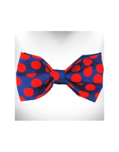 Red Dot on Blue - Polka Dot Dog Bow Tie