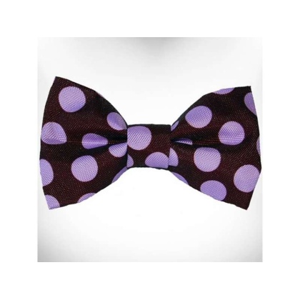 Purple Dot on Brown - Polka Dot Dog Bow Tie