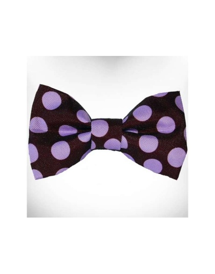 Purple Dot on Brown - Polka Dot Dog Bow Tie