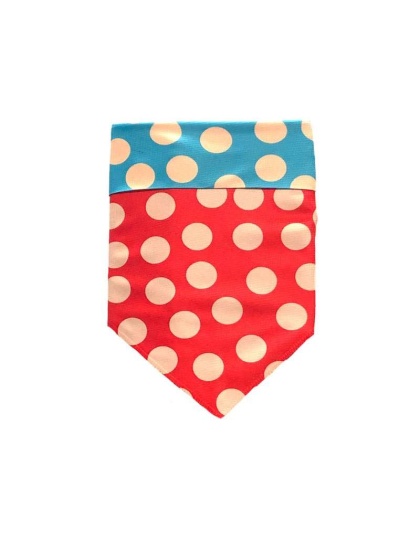 Tan/Red/Turq. Dot - Reversible Sport Bandanas  - Large