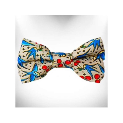 Bluebird & Cherries - Tattoo Dog Bow Tie