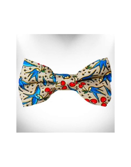 Bluebird & Cherries - Tattoo Dog Bow Tie