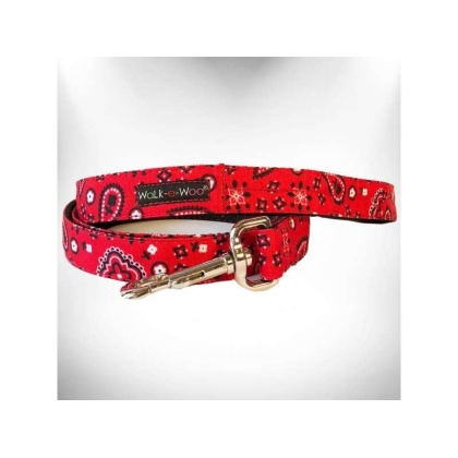 Red - Bandana Dog Leads  - REGULAR Lead 1" width- 5' length