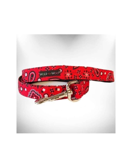 Red - Bandana Dog Leads  - REGULAR Lead 1" width- 5' length