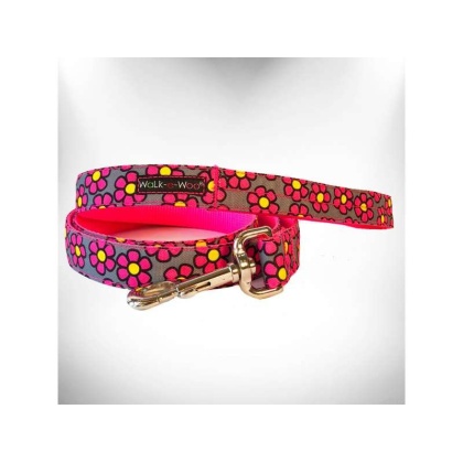 Pink - Daisies Dog Leash - REGULAR 1" width- 5' long