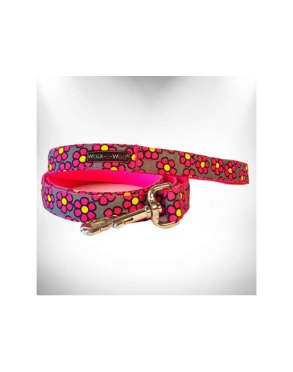 Pink - Daisies Dog Leash - REGULAR 1" width- 5' long