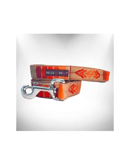 Tribal Red  - Dog Leash - THIN 5/8" width- 5' long