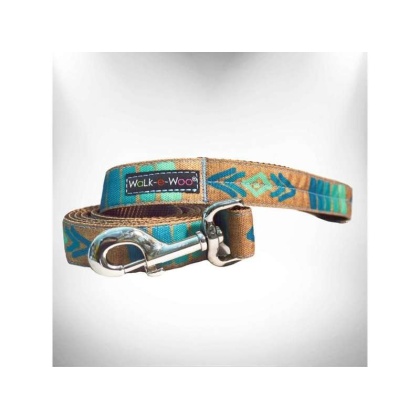 Tribal Teal  - Dog Leash - REGULAR 1" width- 5' long