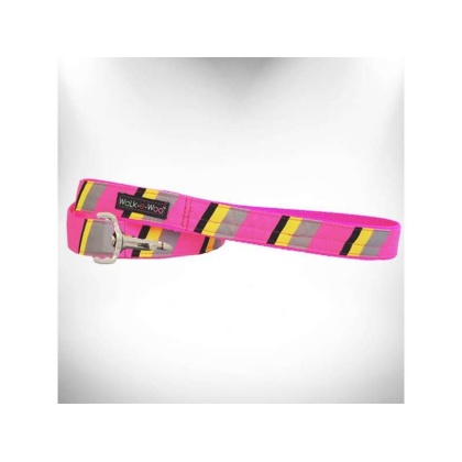 Pink/Grey  - Stripes Dog Leash - REGULAR 1" width- 5' long