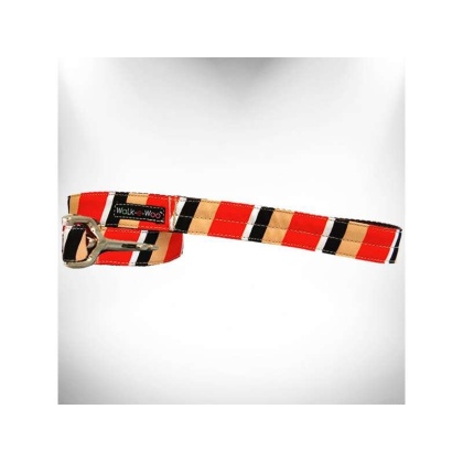 Red/Tan  - Stripes Dog Leash - REGULAR 1" width- 5' long