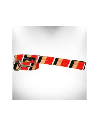 Red/Tan  - Stripes Dog Leash - REGULAR 1" width- 5' long