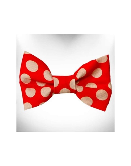 Tan Dot on Red - Polka Dot Dog Bow Tie