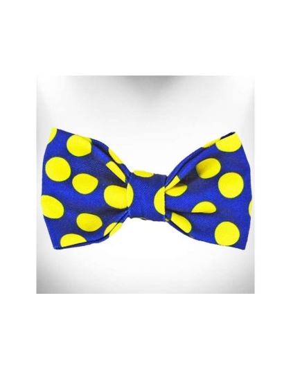 Yellow Dot on Blue - Polka Dot Dog Bow Tie