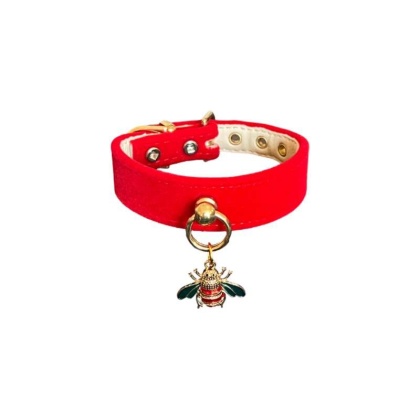 Red - Bee Mine Dog Collar - 16"