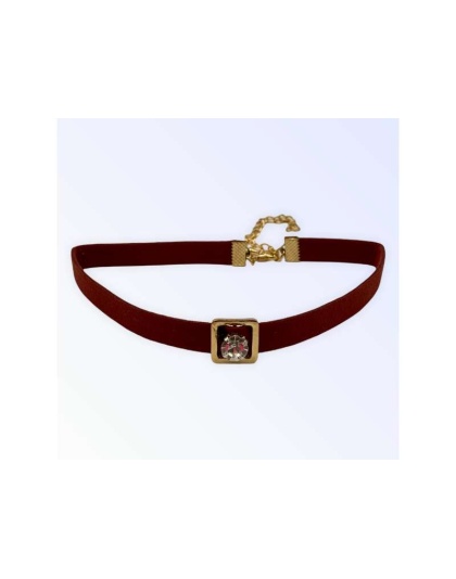 Burgundy Buckle Necklace - Medium