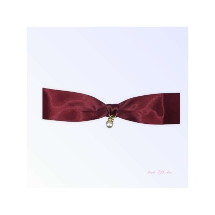 Burgundy Satin Bow & Pearl Necklace