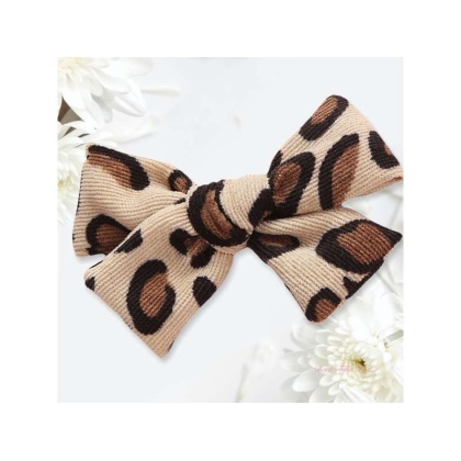 Cheetah Corduroy Knot Bow Hair Clip