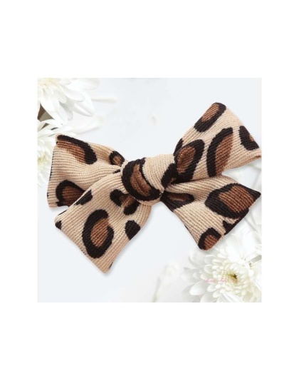 Cheetah Corduroy Knot Bow Hair Clip