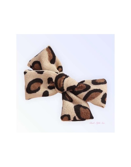 Cheetah Corduroy Knot Bow Hair Clip