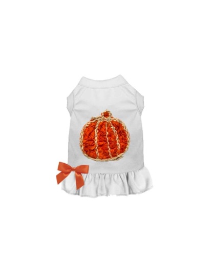 WHITE - Chiffon Rose Halloween Pumpkin Dress - Small