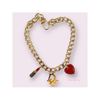 Dior-able Rhinestone Heart Charm Dog Necklace - Medium