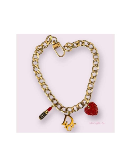 Dior-able Rhinestone Heart Charm Dog Necklace - Medium