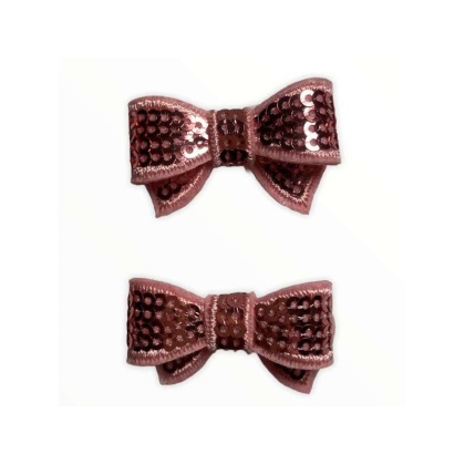 Pink - Mini Sequin Hair Bow Clips