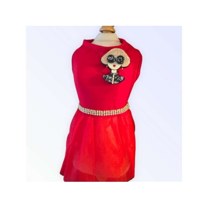 Ms. Fashion Red Party Dog Dress - Large