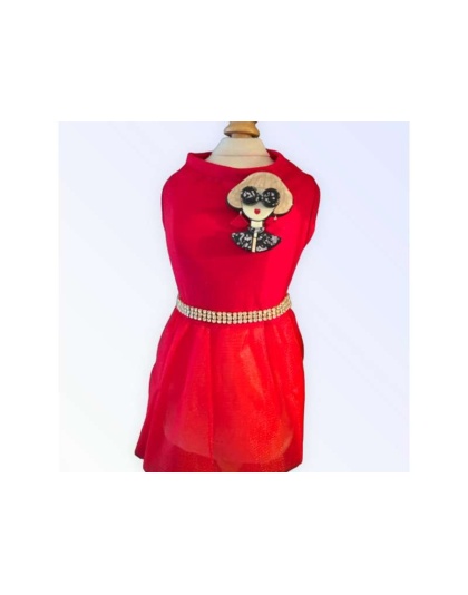 Ms. Fashion Red Party Dog Dress - Large