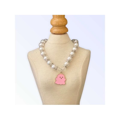 PINK - My Fa-BOO-Lous Pearl Ghost Necklace - Medium