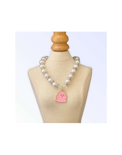 PINK - My Fa-BOO-Lous Pearl Ghost Necklace - Medium