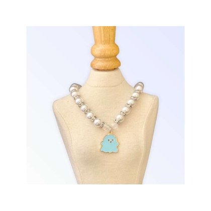 BLUE - My Fa-BOO-Lous Pearl Ghost Necklace - Medium