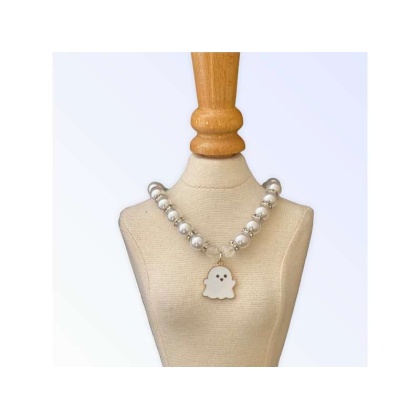 WHITE - My Fa-BOO-Lous Pearl Ghost Necklace - Medium