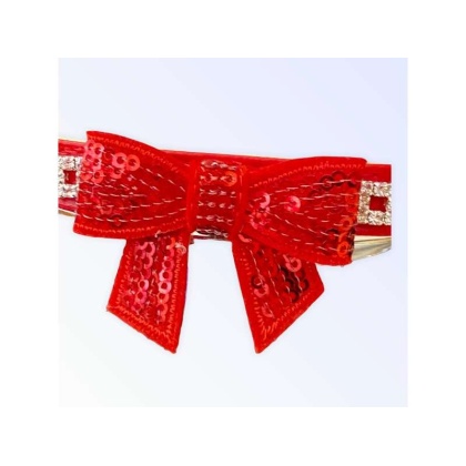 RED BOW - My Glam Holiday Bow Collar - X Small