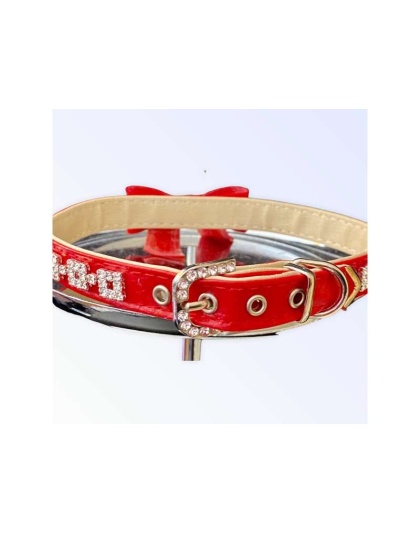 RED BOW - My Glam Holiday Bow Collar - X Small