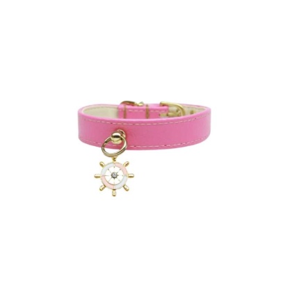 PINK - Nautical Dog Charm Collar - 10"