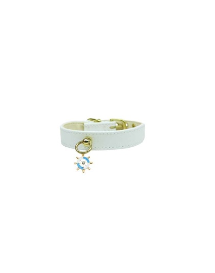 WHITE - Nautical Dog Charm Collar - 10"