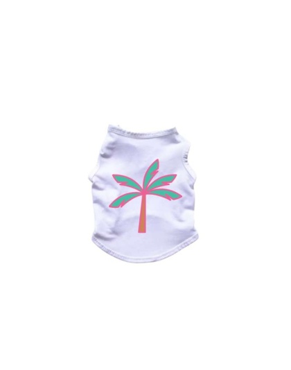 WHITE - Palm Tree Tank Top - Medium