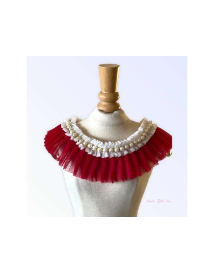 RED - Pearl Neck Ruff - Medium