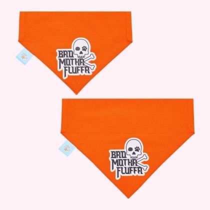 "Bad Motha Fluffa" Orange Collar Bandana - Medium