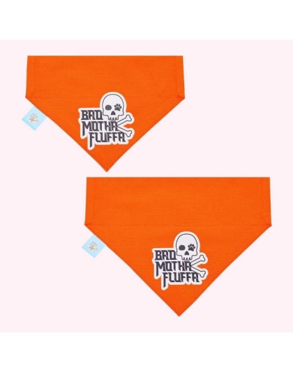 "Bad Motha Fluffa" Orange Collar Bandana - Medium