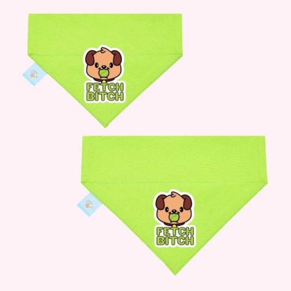 "Fetch Bitch" Lime Green Collar Bandana - Medium