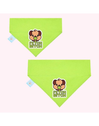 "Fetch Bitch" Lime Green Collar Bandana - Medium